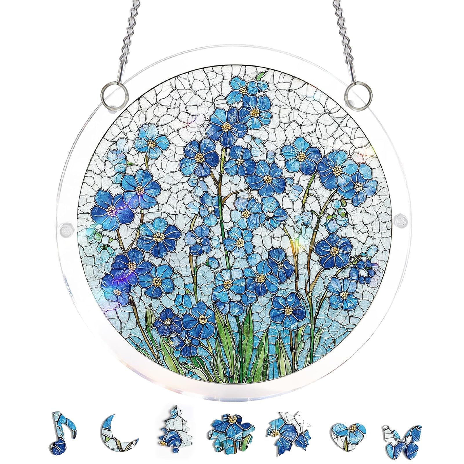 Acrylic Jigsaw Puzzle Suncatcher, 22cm Acrylic Puzzles Suncatcher Window Hanging, Jigsaw Puzzle for Doors Garden, Mother's Day Christmas Birthday Gifts for Women Men (A)