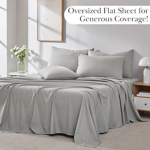 Miniatura 5 de Ropa de cama fina Southshore Aspen Springs 6 piezas juego de sábanas con bolsillo extra profundo de 21 pulgadas Microfibra Gris Acero King
