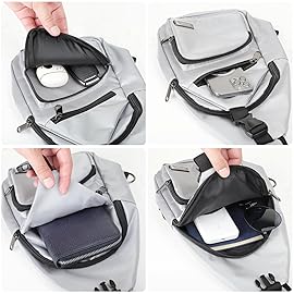 AMJ Crossbody Sling Bag Men Women, Casual Shoulder Backpack, Chest Daypack Satchel for Hiking Travel (Small, White Gray)