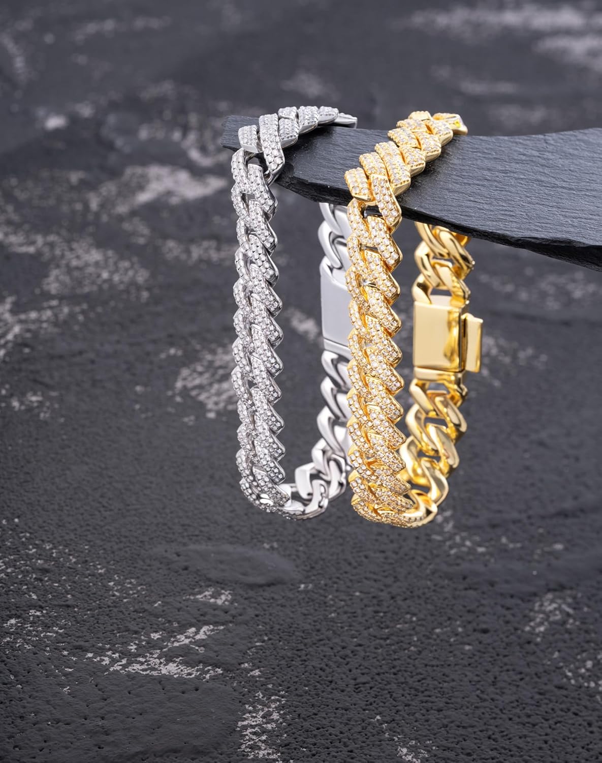 Iced Out Cuban Link Mens Bracelet, 14mm 18K Gold Plated Hip Hop 5A+ Cubic Zirconia Jewelry for Women Father Christmas Birthday Gifts - Image 3