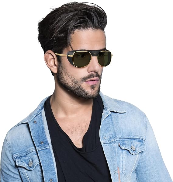 Persol Men's PO113SZ Polarized Rectangular Sunglasses, Gold, 53 mm