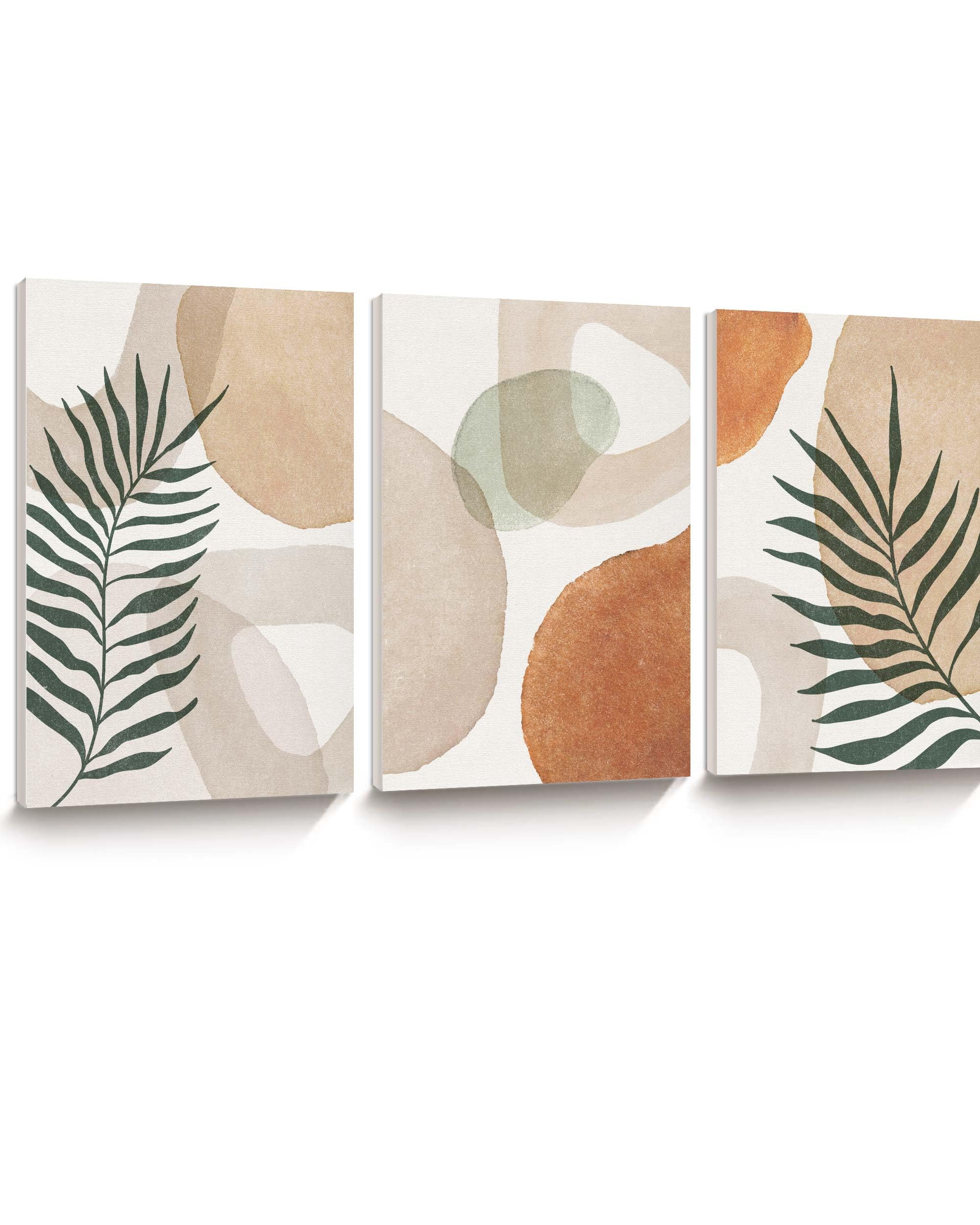 HesenDot 30x40CM Abstract Botanical Neutral Framed Wall Art Set of 3