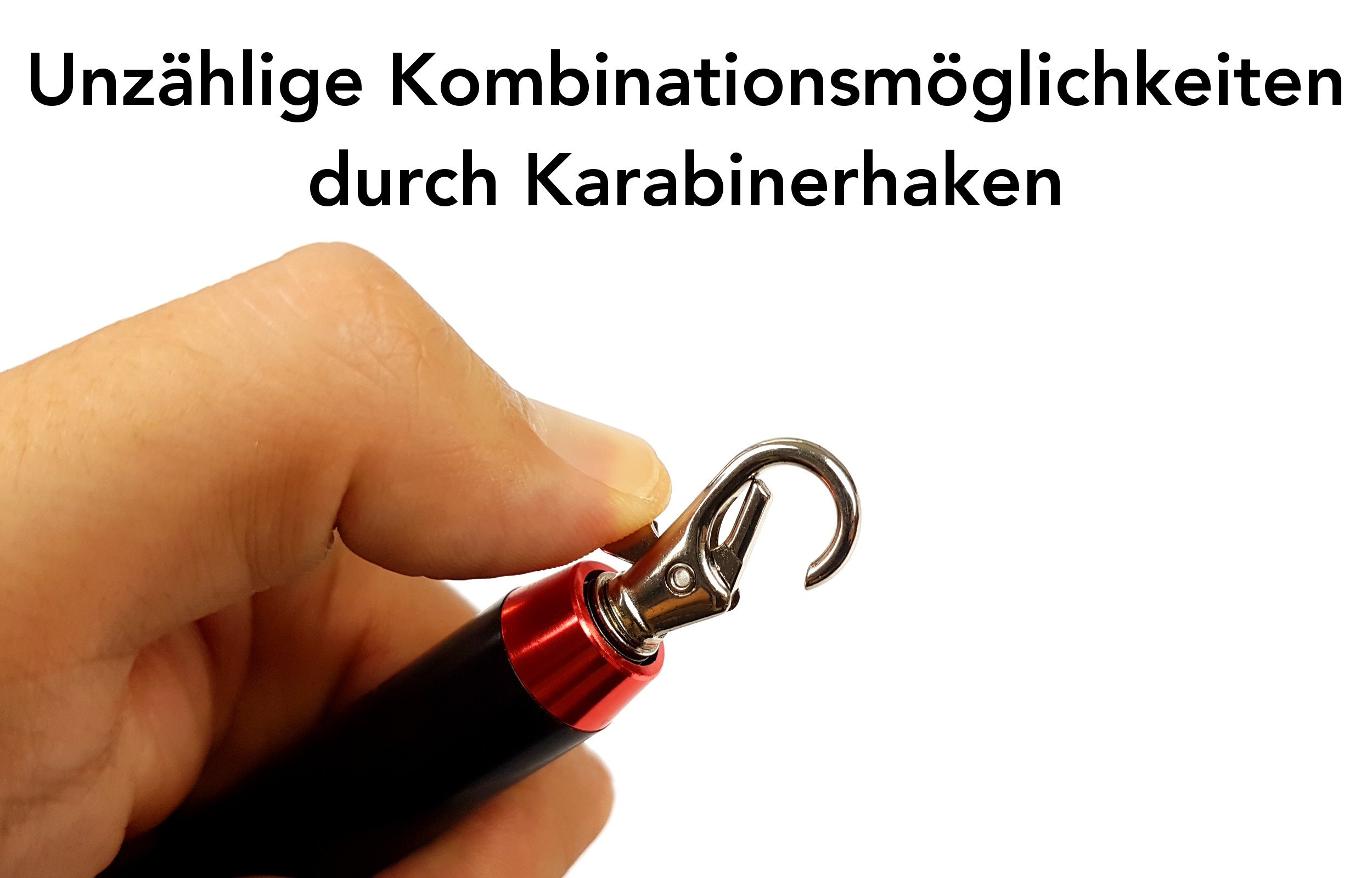 Stabile Katzenangel | Arnold | mit Karabinerhaken | Feder-Katzenspielzeug inkl. 2X Federn & 2X Bänder