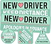 Student New Driver Sticker Pack 5 Pieces Vinyl Waterproof Funny Mint Pastel Non-Magnetic Stickers for Girl Men Women Gift Birthday Decal Sign Car Window Graduation Bumper