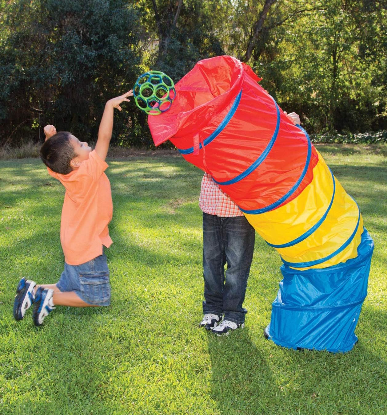 Pacific Play Tents Kids Find Me Multi Color 6 Foot Crawl Tunnel - Red, Yellow & Blue, 6'L x 19"T : Toys & Games
