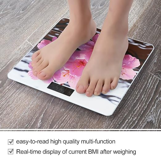 Báscula de baño digital rosa con pantalla LCD grande miniatura 5