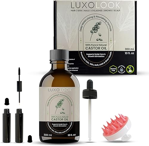 Miniatura 1 de Aceite de ricino puro, aceite de ricino 100% prensado en frío para el crecimiento del cabello, piel, cejas, pestañas de ojos, uñas y cutículas, sin