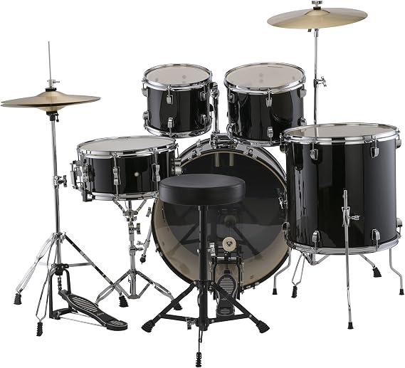 New Ludwig LC170 Accent Fusion Complete 5 Piece Drum Set Kit with Hardware & Cymbals (Black)
