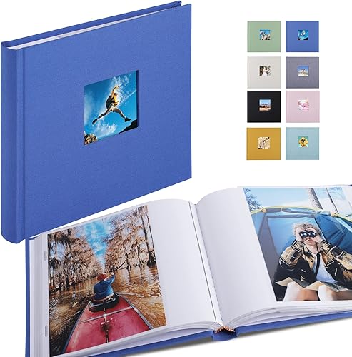 Álbum de fotos pequeño de 5 x 7 con capacidad para 50 fotos verticales con bolsillos deslizantes, mini cubierta de lino de 5 x 7 pulgadas con
