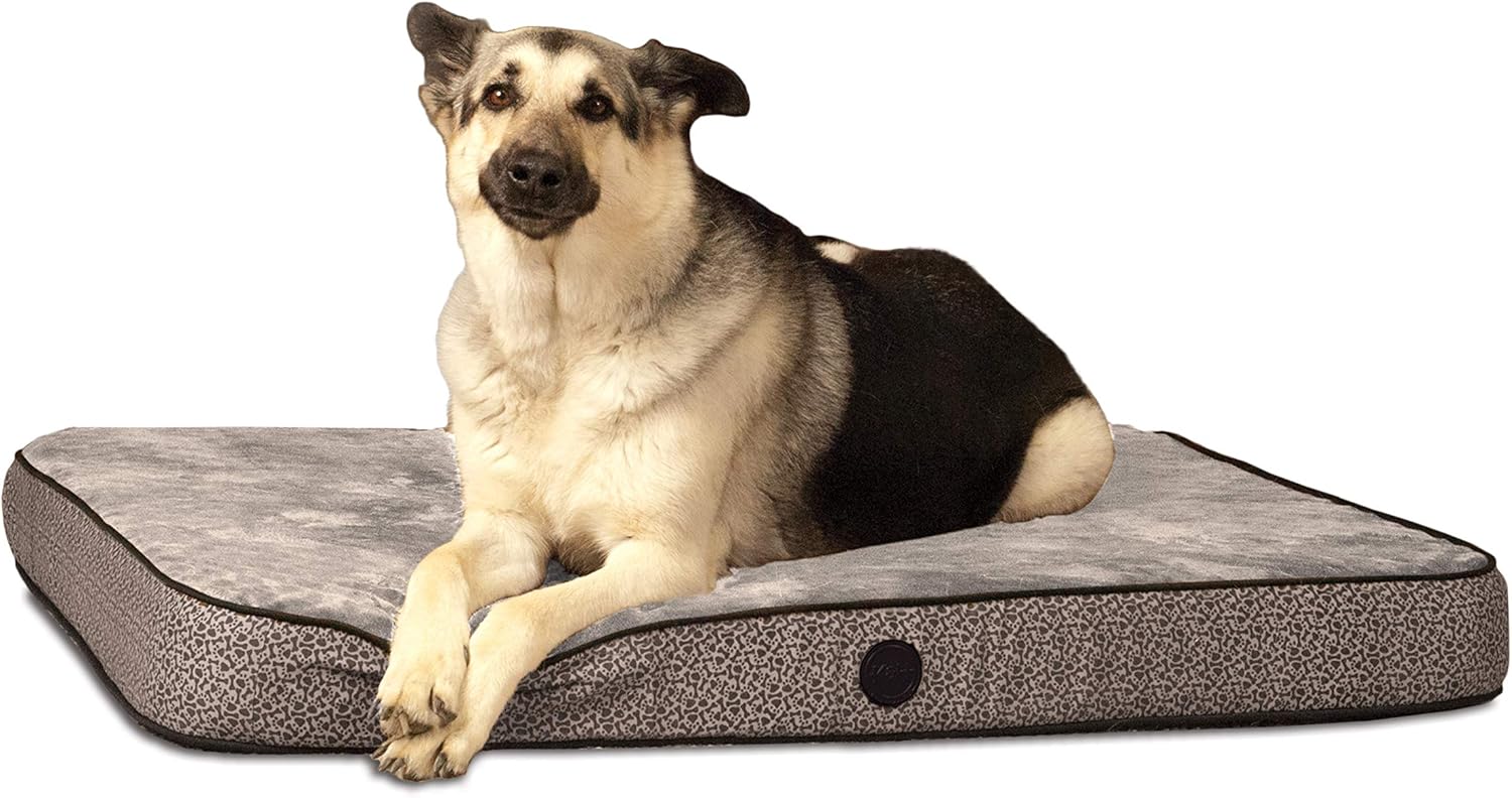 K&H Pet Products Superior Orthopedic Dog Bed Gray Paw Bone Print Large 40 X 50 Inches