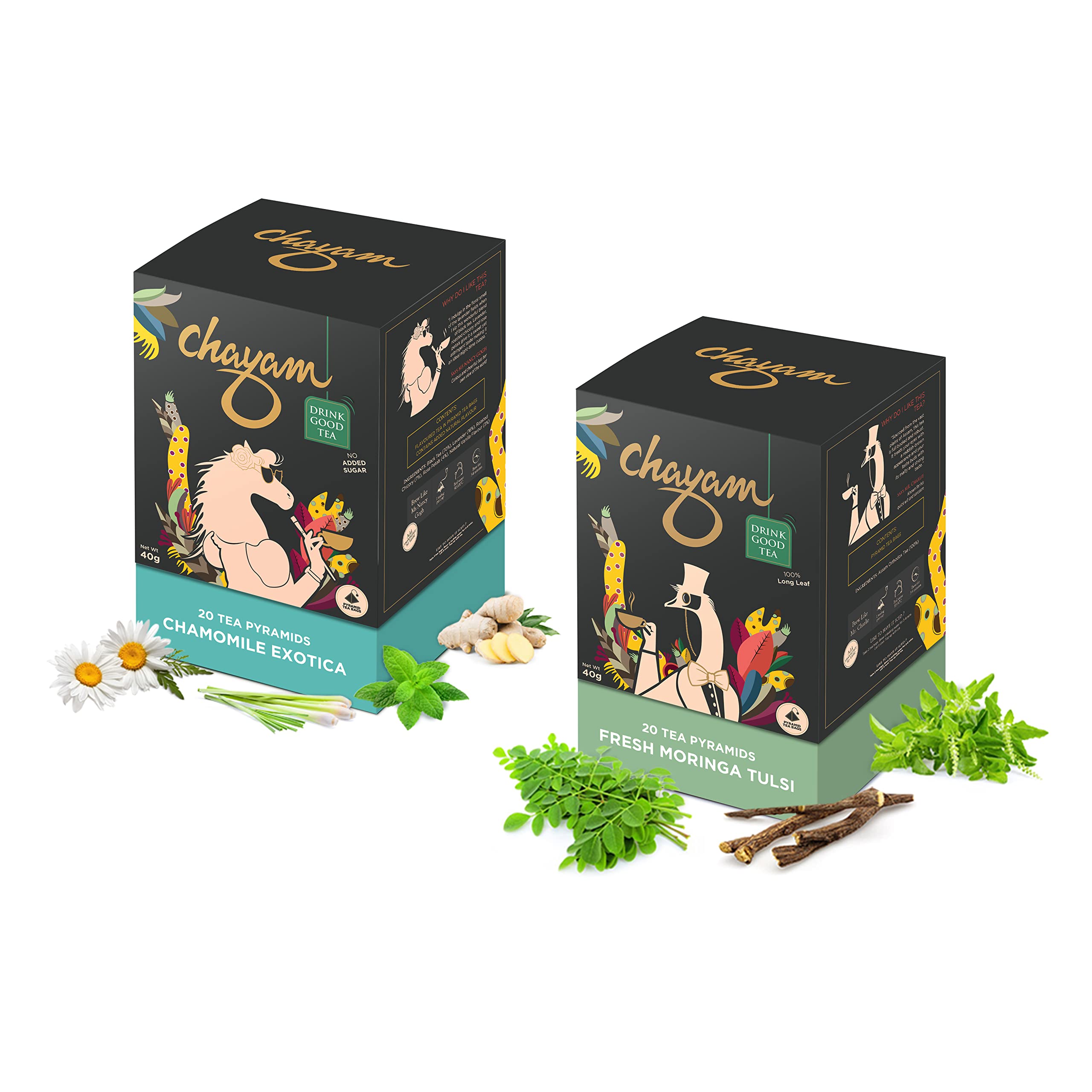 20 Tea Bags (Pack of 2) · Combo - Moringa Tulsi & Chamomile