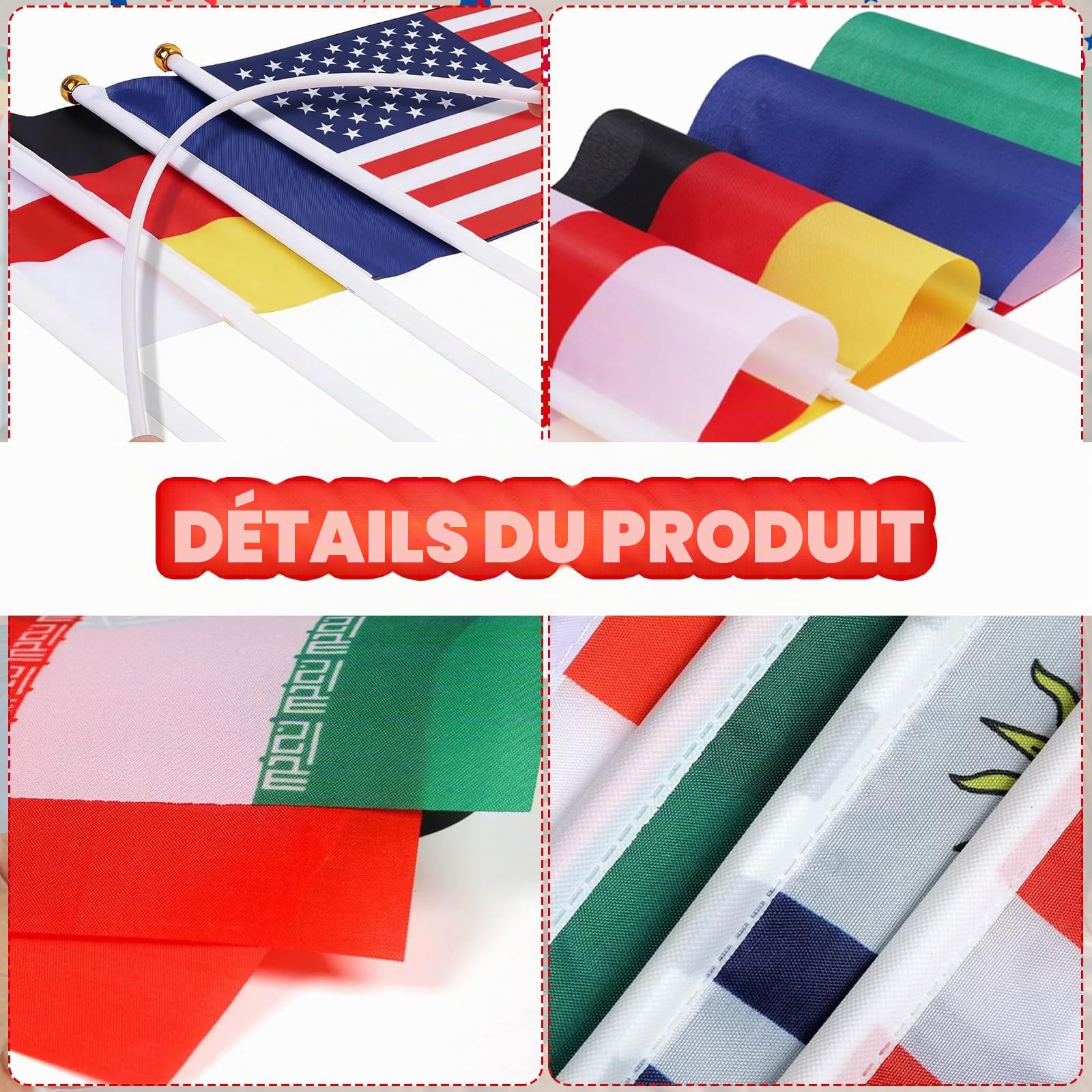 Drapeau pour Coupe du Monde Décorations 2026, 48 Drapeaux du Coupe du Monde Bunting, 48 Petits Fanions de Pays pour Coupe du Monde de Football avec Mât, Maison, Bar, Déco de Football Fête