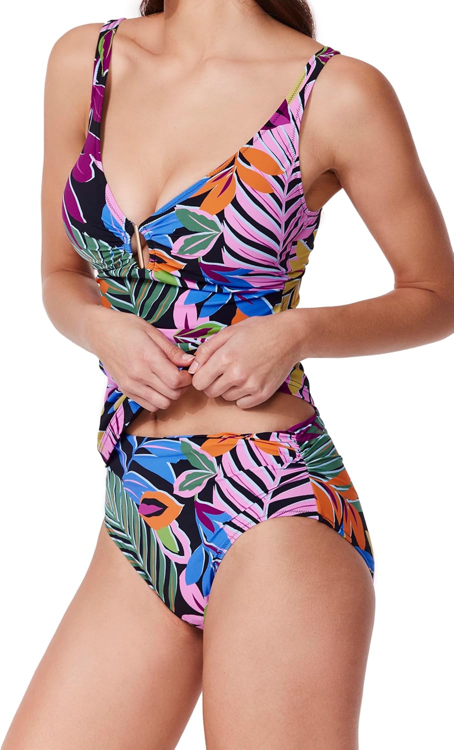 Profile by Gottex D-Cup Tankini Top - Matte Gold Insert, Adjustable Straps, Tummy Control, Bottoms Sold Separately - Image 5