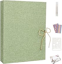 AIOR Photo Album Scrapbook, 60 Black Pages (30 Sheets), DIY Scrapbooking Original Album for Gold Wedding Anniversary, Birthday, Christmas for Women, Girls, Bridal Gifts, Green