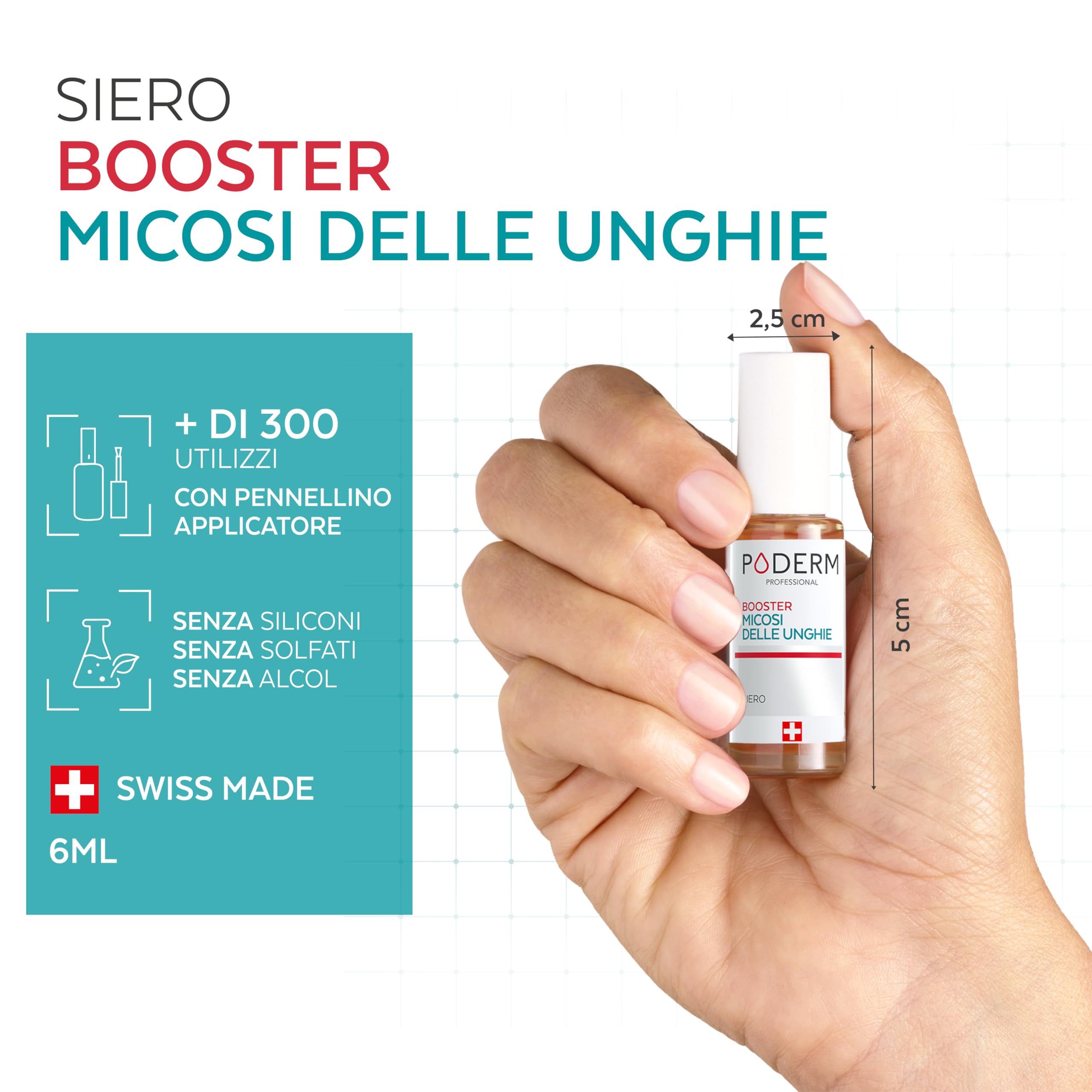 PODERM MICOSI UNGHIA PIEDE COMPLEMENT BOOSTER -Trattamento micosi unghie piedi – Dimezza durata trattamento – Non utilizzare solo – Prodotto in Svizzera