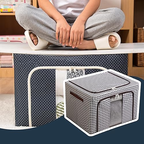 Miniatura 7 de Contenedores de almacenamiento plegables, paquete de 4 bolsas de almacenamiento para ropa, marco de acero de tela gruesa para edredones, mantas,