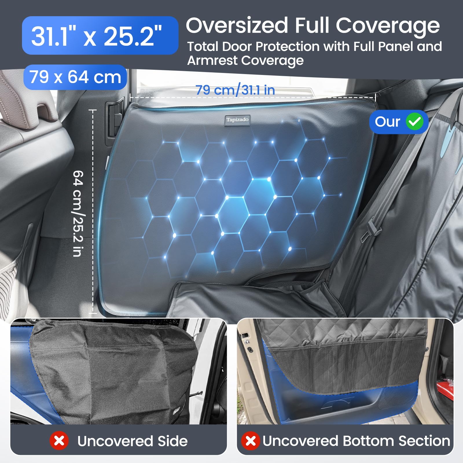Coprisedile per cani in pelle PU per auto - 2 confezioni extra large impermeabili con pannello antigraffio, copertura con ventosa regolabile, adatto per auto, SUV, camion