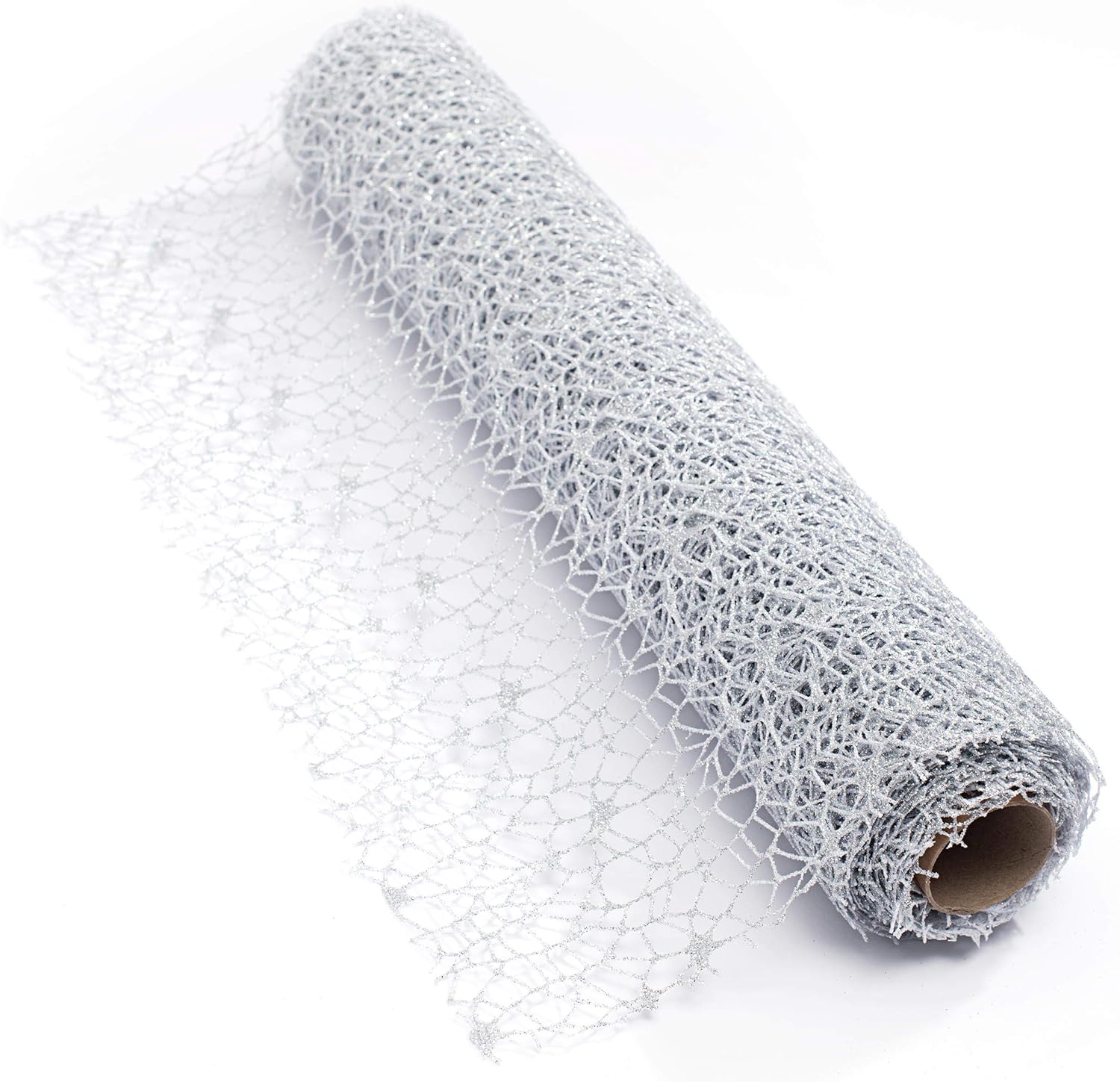 Anderson's Gold Glitter Cobweb Mesh Lace Decorative Fabric Roll - 19 inches x 5 Yards, Decorative Wedding Fabric for Wedding Reception, Baby Shower, Gender Reveal, Prom, Homecoming, Tables, Party