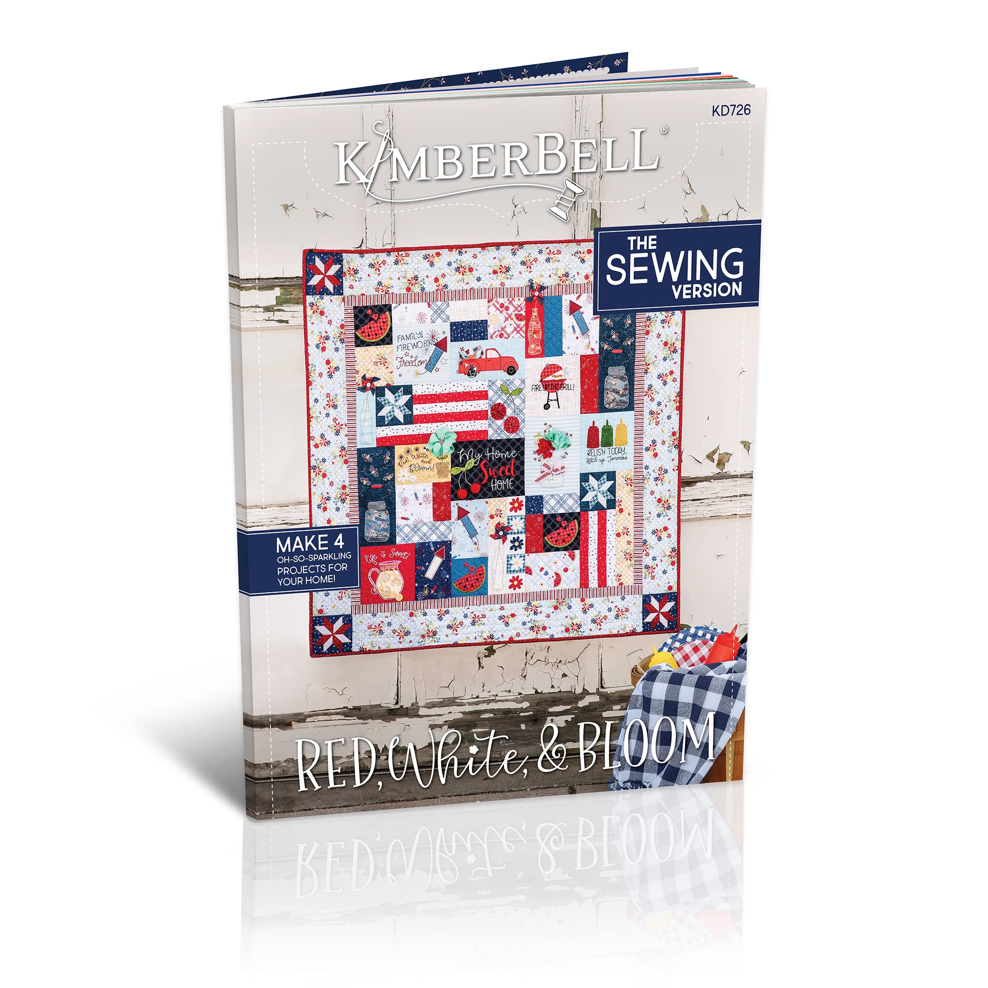 Amazon.com: Kimberbell Quilt: Red, White & Bloom - Sewing Pattern Design  Book, Completed Size: 40” x 40” + 3 Bonus Projects, Full Color Step-By-Step  Instructions, Featuring Beginner to Advanced Techniques - KD726 :