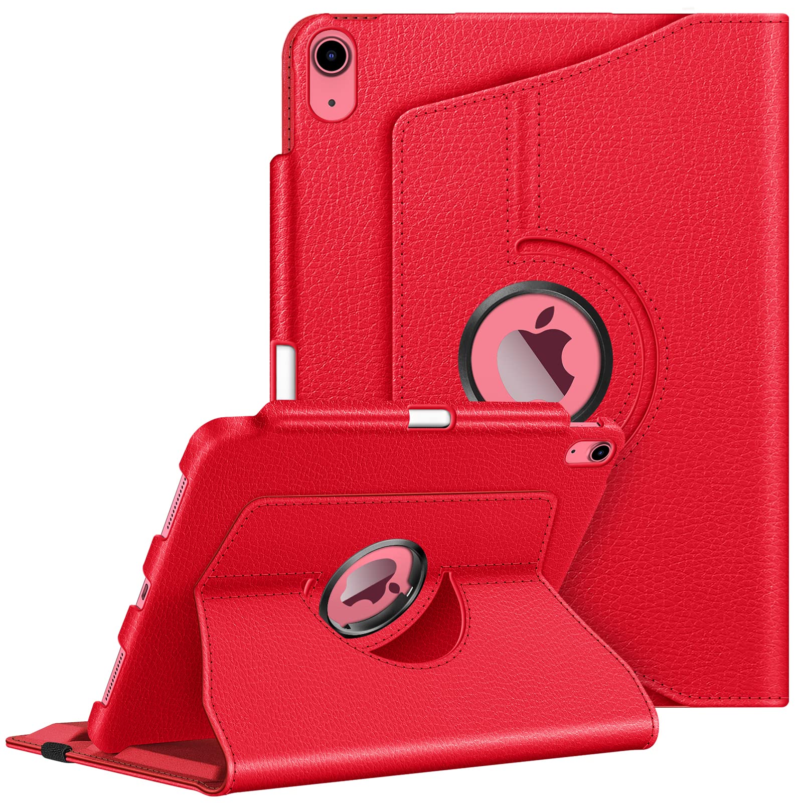 FINTIE Rotating Case for iPad (A16) 11th Generation 11 Inch (2025), iPad 10th Generation 10.9 Inch (2022) - 360 Degree Swivel Protective Stand Cover w/Pencil Holder, Auto Wake/Sleep, Red