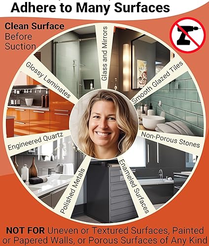 Miniatura 7 de Kitston Los ganchos de ventosa son soluciones impermeables para la ducha, baños y cocinas para colgar esponjas de malla, toallas, batas y más, color