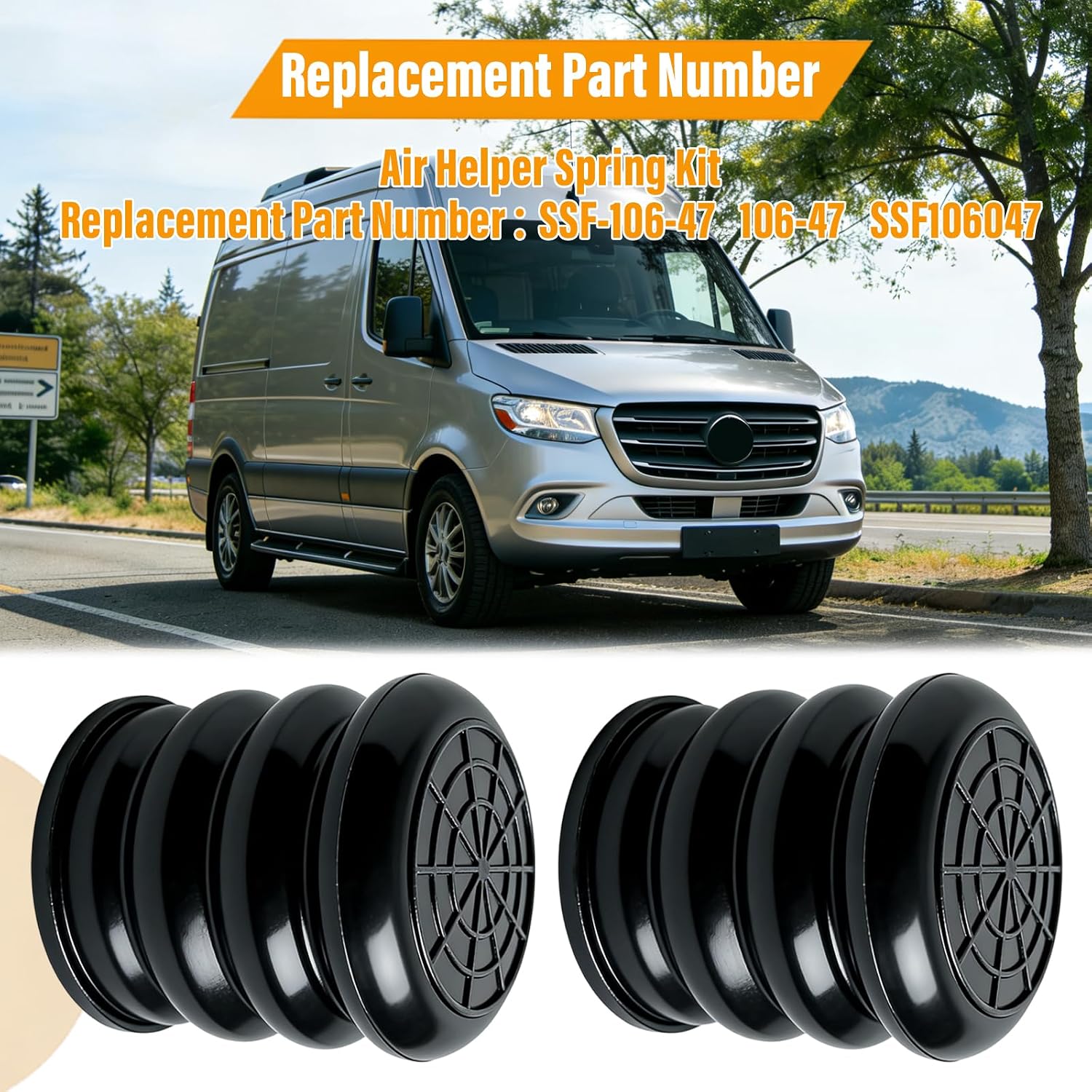 Air Helper Spring Kit SSF106047 Compatible with Ford E-150 2002-2014 Compatible with Dodge Sprinter 2500 3500 2007-2009 Compatible with Freightliner Sprinter 2500 3500 2007-2018（2PCS）