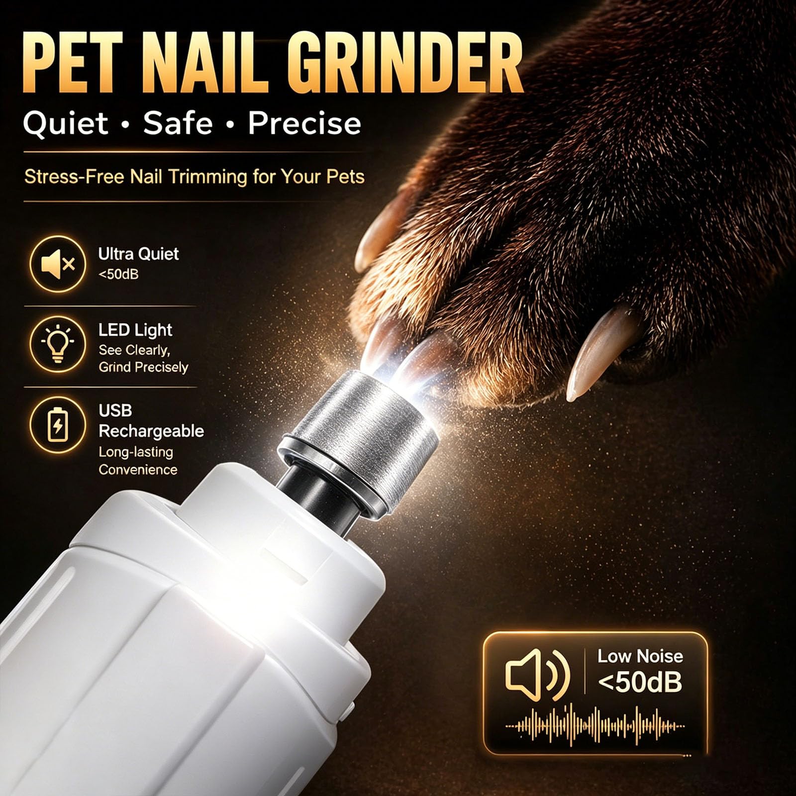 2-in-1 Dog Nail Grinder & Dog Nail Clippers Trimmers for Large Medium Small Dogs Cats Pets Claw Trimmer with LED Lights (Green) - image 2