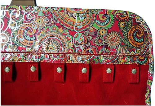 Miniatura 10 de Angelina's Palace Tenby Jewelry - Organizador de doble cara para colgar en el armario, rollo de almacenamiento de joyas, 24 barras de anillos de