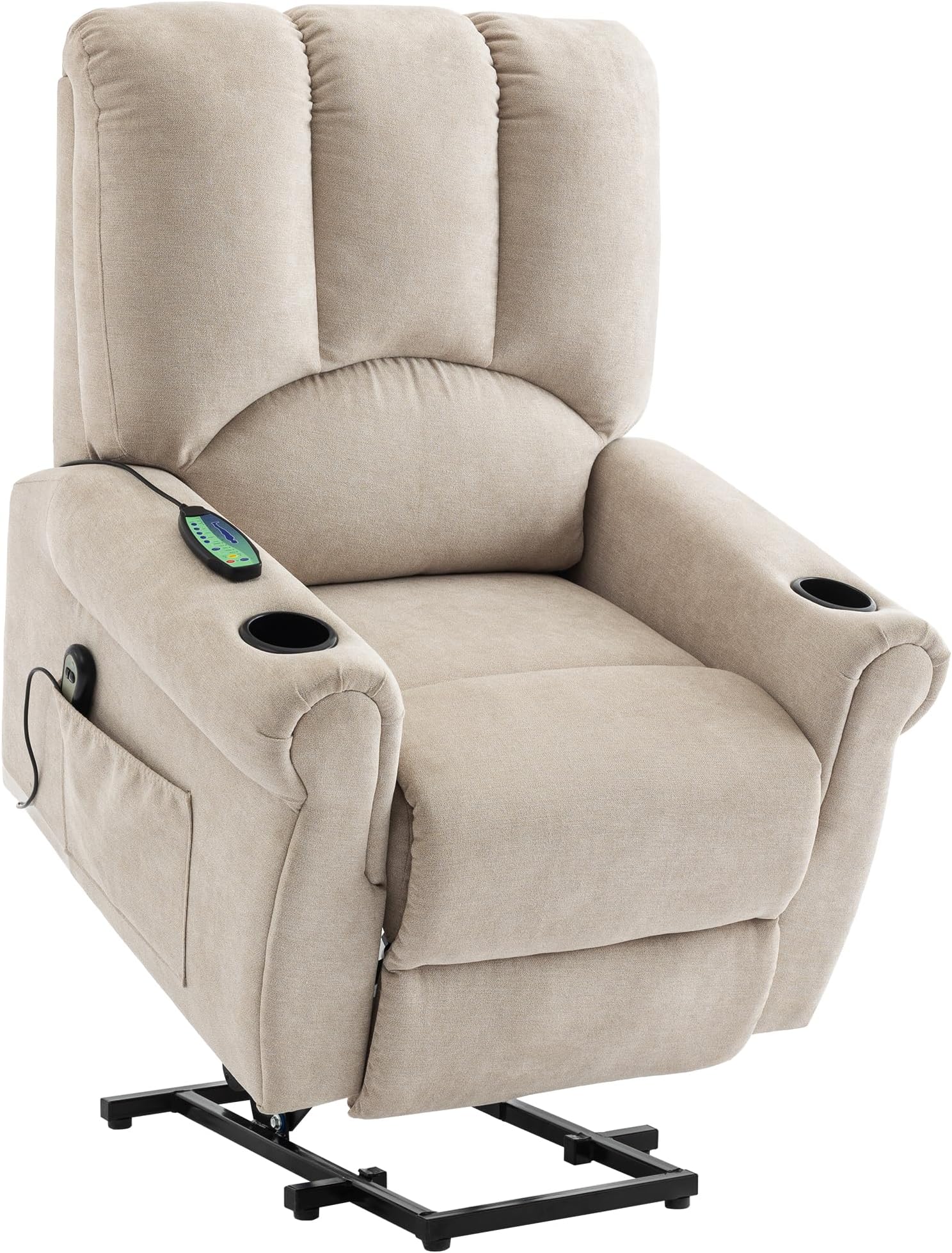 BTM Electric Recliner Chair, Recliner Chair, Lift Chair, Power Recliner Chair, Single Motor, Heated Massage, Standing Assist, Storage Bag, Cup Holder