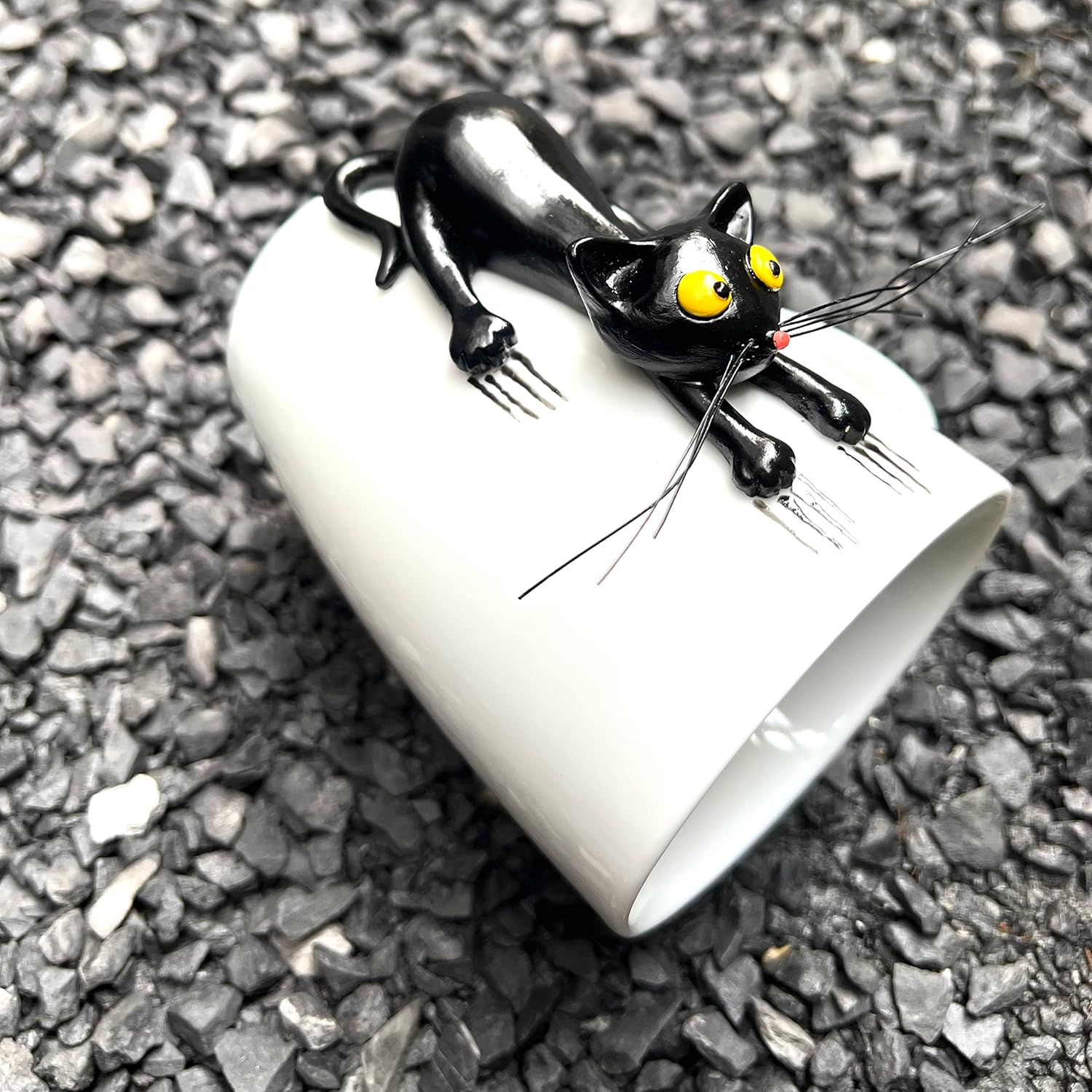 DongNaiWin Black Cat 3D Ceramic Mug - Black Cat Coffee Mug - Black Kitten Tea Cup - Funny Kitten Birthday Gifts - Christmas Gifts for Cat Lovers (15Oz) - Image 4