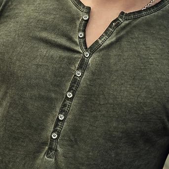 قمصان Henley المتعثرة الرجالية قمصان تي شيرت طويلة الأكمام قمم زر عارضة أسفل قمصان مغسولة