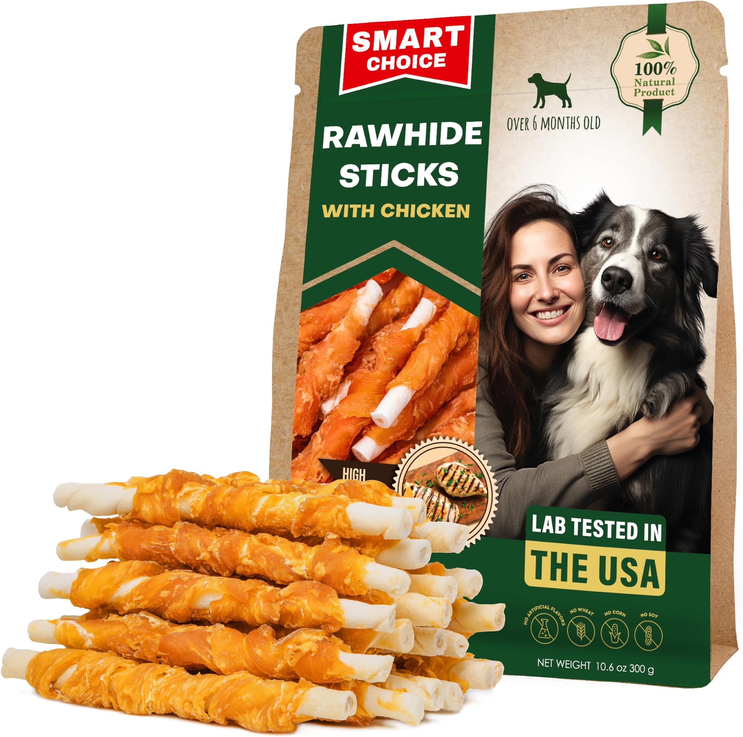 Beloved Pets Dog Treats & Long Lasting Rawhide Chews Wrapped Chicken 10.6 Oz โ Pet Bones Sticks for Large, Medium & Small Breeds โ Aggressive Chewers Snacks โ Puppy Toys Treats