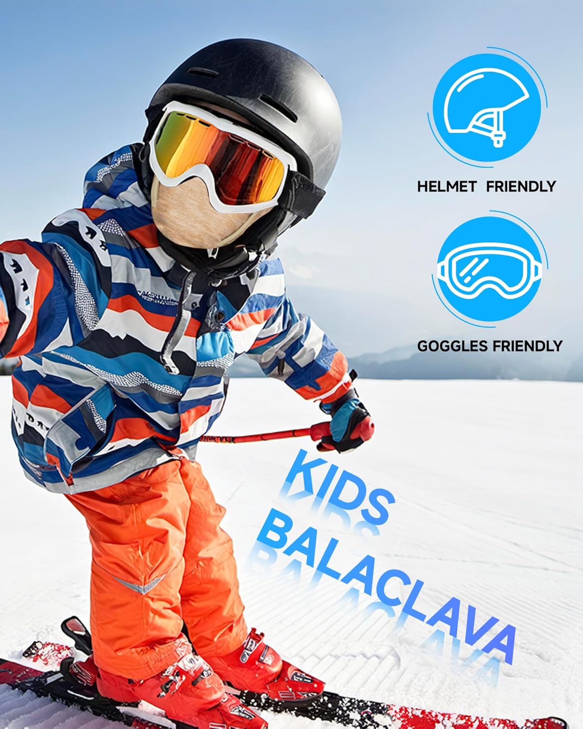 Kids Ski Mask Balaclava, Winter Fleece Full Face Mask Neck Warmer for Boys Girls in Cold Weather Skiing Cycling - Image 5