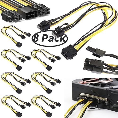 Paquete de 8 divisor PCIe de 8 pines a tarjeta gráfica dual de 8 pines (6+2), adaptador de alimentación PCI Express, cable de extensión VGA GPU de
