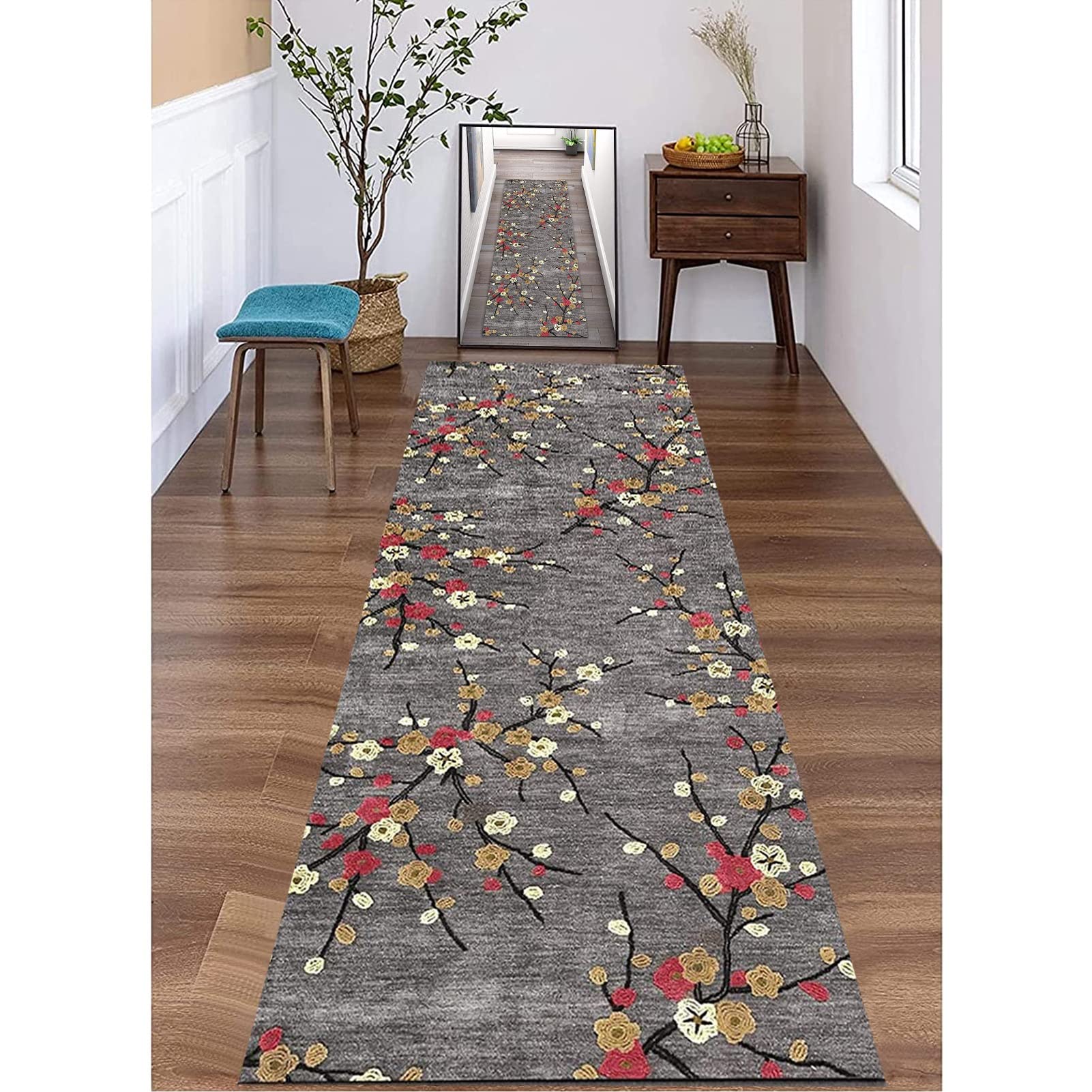 YJRBZ Vintage Runner Rug for Hallway, Extra Long Carpet Non-slip Washable Carpet Runner for Hall Corridor Kitchen Stairs, Width 60cm 70cm 80cm 90cm 100cm 120cm (Size : 60x200cm/2ftx6.6ft)