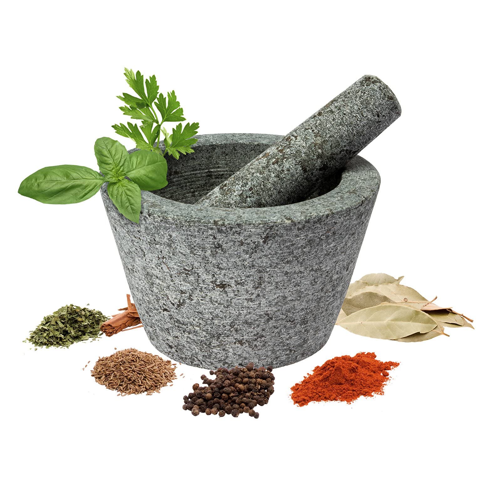 Mortaio e pestello di granite 13cm – malta di pietra | mortaio da cucina | mortaio con un pestello
