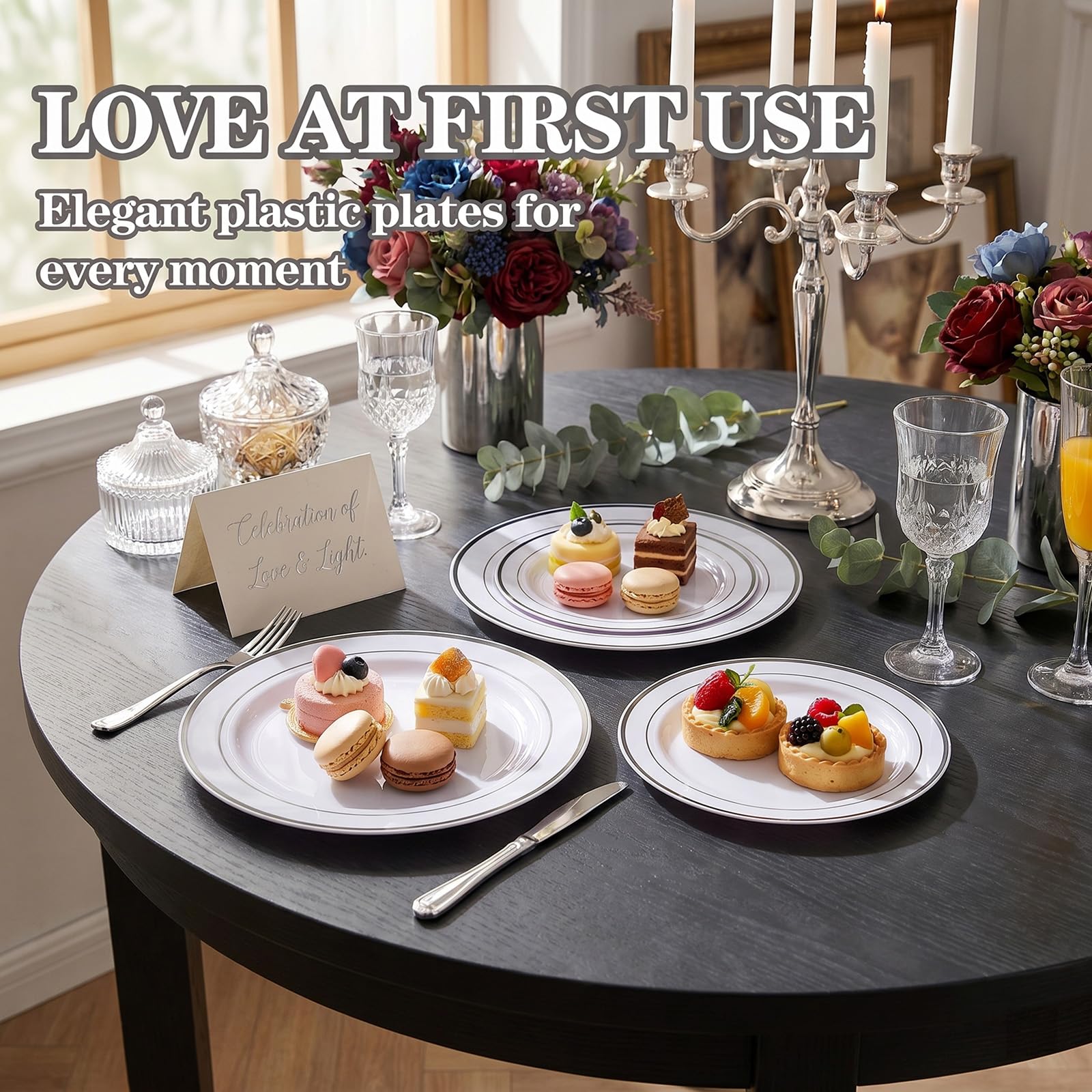 Silver Disposable Plates - 102 Pack -5 Silver Disposable Plates - 102 Pack -5