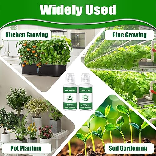 Miniatura 6 de Nutrientes hidropónicos para plantas de 33.8 fl oz, sistema de cultivo hidropónico de hierbas de interior, alimento general para plantas, A y B,
