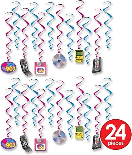 Miniatura 3 de Beistle 53489 I Love The 90's Whirls, 24 piezas, 15"-28", multicolor