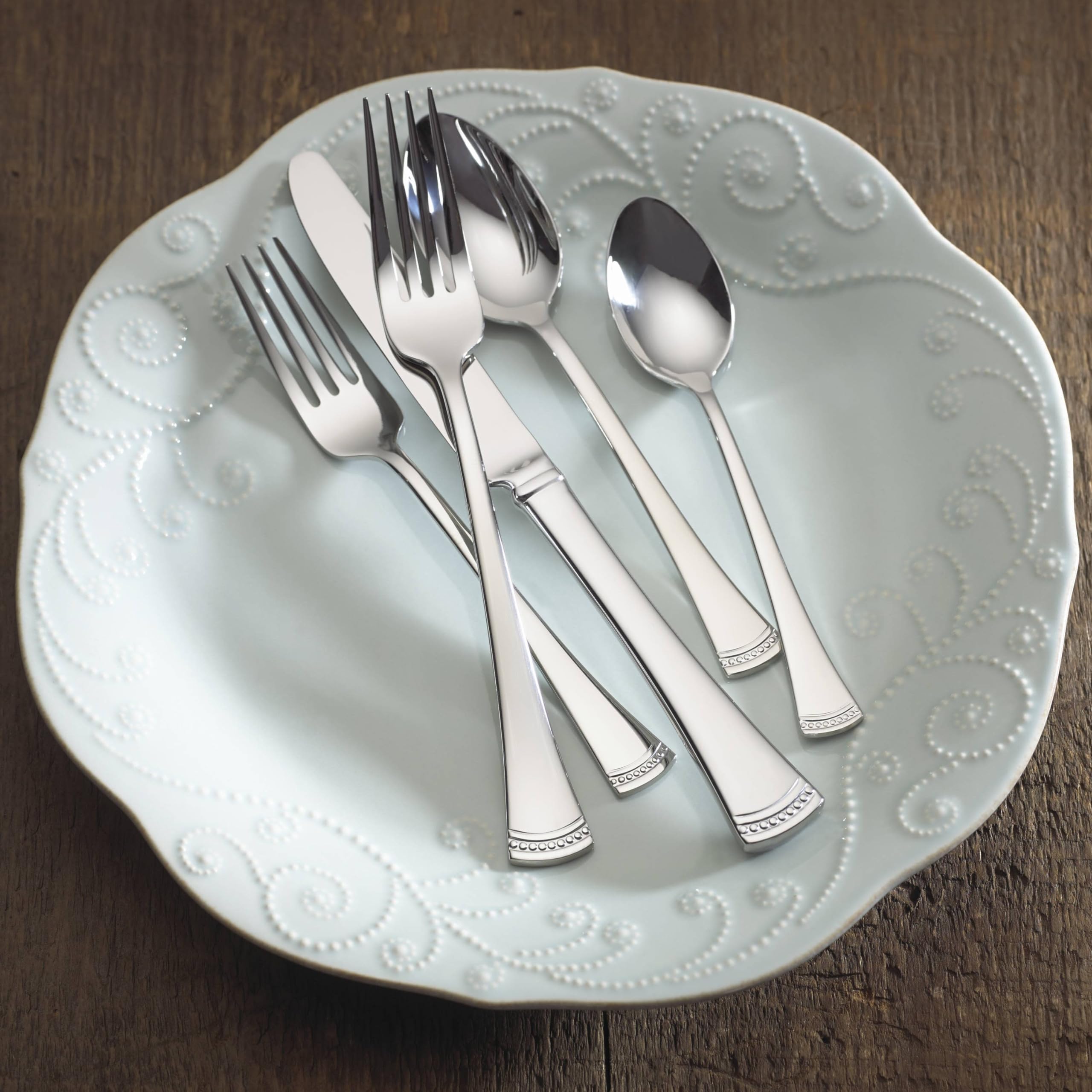 okappalover アクセサリーセット 23点 Oneida Azalea Flatware Set, 45-Piece, Mirror Finish, 18/0