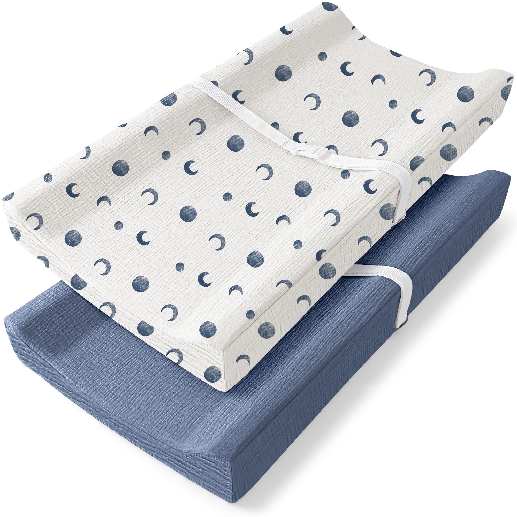 Bearmoss Changing Pad Cover, 2 Pack Muslin [100% Cotton] Diaper Changing Table Covers, 32'' x 16'' Soft Breathable Changing Pad Sheets for Unisex Baby