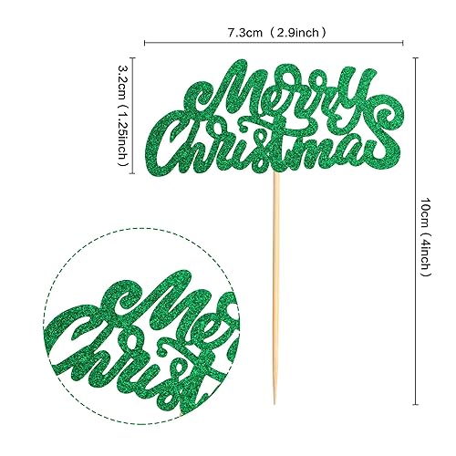 Miniatura 2 de Ercadio Paquete de 36 adornos verdes para cupcakes de Navidad con purpurina para Navidad, fiestas, suministros de decoración de pasteles