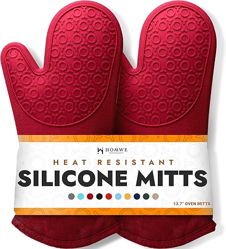 Guantes de horno de silicona con forro de algodón acolchado  profesional resistente al calor olla de cocina soportes  1 par