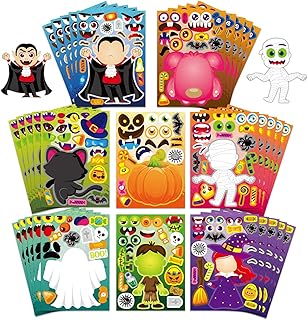 Halloween Stickers 40PCS Make a Face Stickers Make Your Own Halloween Character Mix and Match Stickers Sheets Vampires Witches Mummies Zombies Ghosts Monsters Stickers Halloween Party Games Stickers