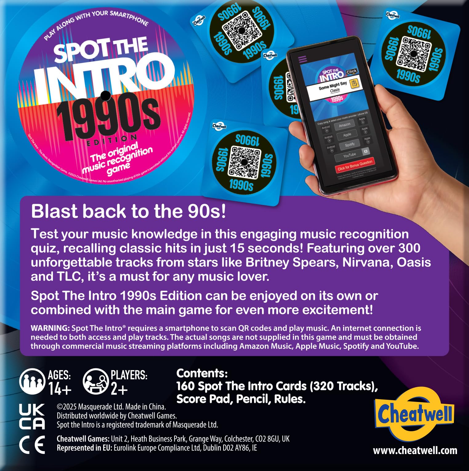 Cheatwell Games Spot the Intro - Music Recognition Quiz Game - 1990's Edition - Ages 14+, Yellow, 14 cm x 14 cm - Image 3