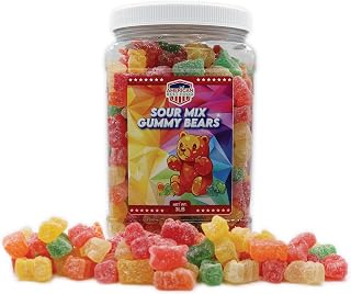 Gummy Bear 3LB In Plastic Clear Container (SOUR MIX)