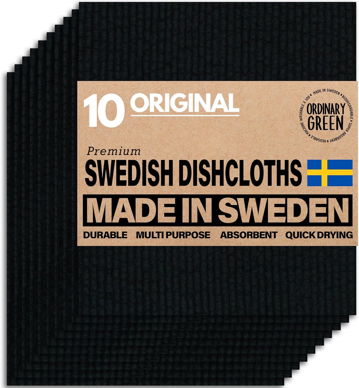 Swedish Dishcloths for Kitchen, Reusable Dish Cloths