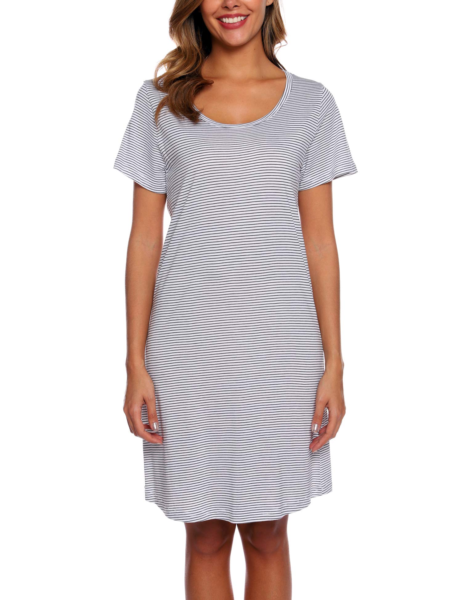 MialucceWomens Nighties-Short Sleeve Nightshirt-Soft Nightdress for Sleepwear
