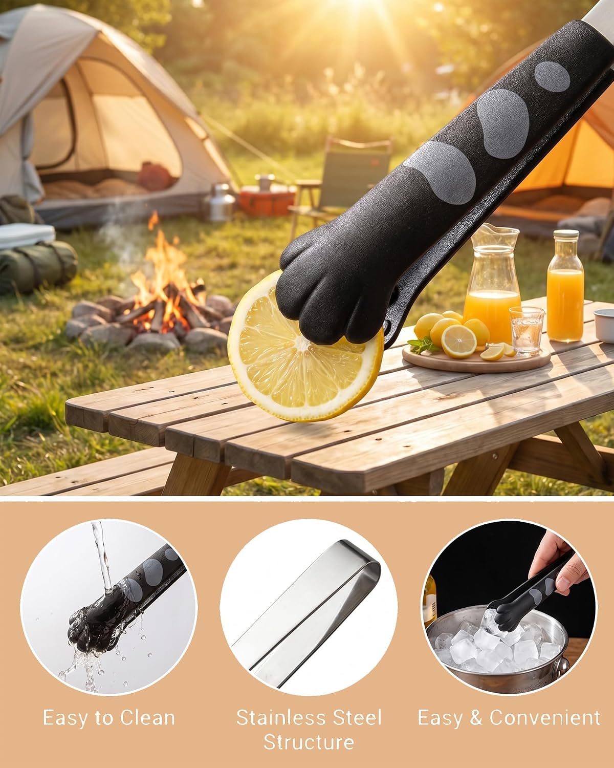 2 Pcs Cat Paw Tongs, 7 Inch Stainless Steel Mini Food Tongs