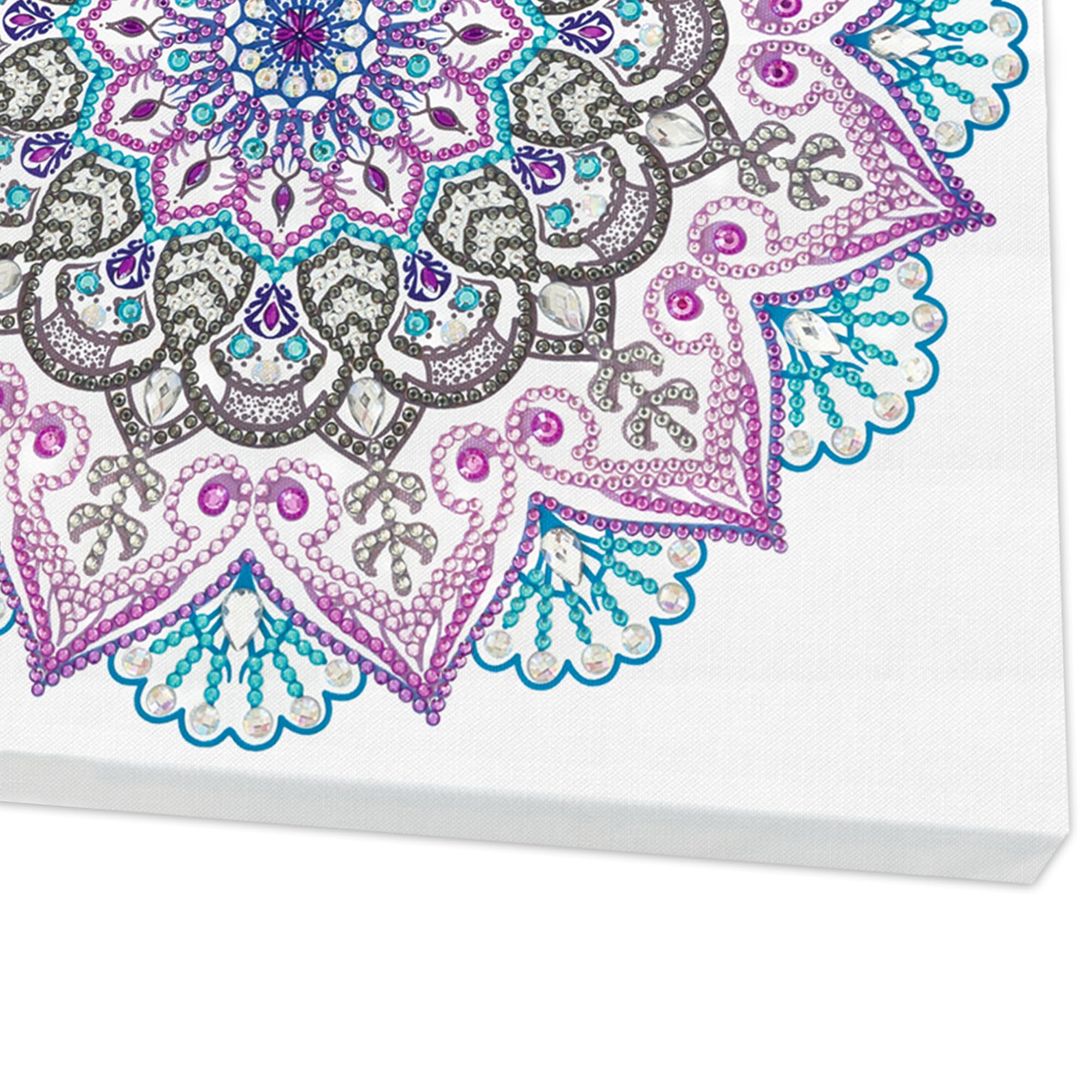 Ursus 43520012F - Diamond Painting Mandala Set 12, zestaw rzemieślniczy z płótnem i kamieniami w odcieniach fioletu, zieleni i błękitu